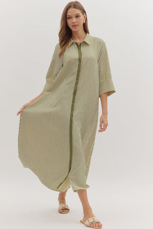 Olive Lane Striped Midi Dress