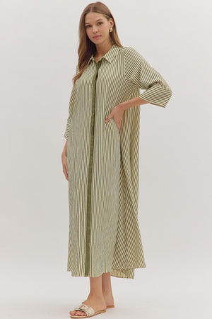 Olive Lane Striped Midi Dress