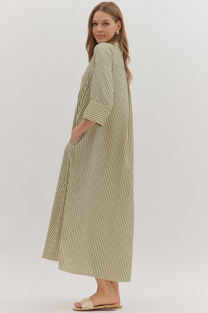 Olive Lane Striped Midi Dress