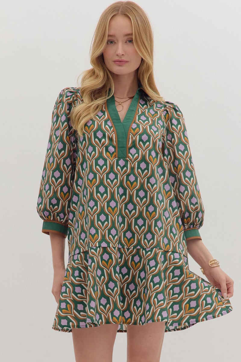 Emerald Lane Geometric Print Dress