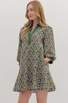 Emerald Lane Geometric Print Dress