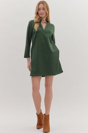 Camden Street Hunter Green V-Neck Knit Dress