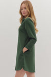 Camden Street Hunter Green V-Neck Knit Dress