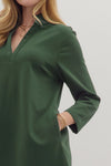 Camden Street Hunter Green V-Neck Knit Dress