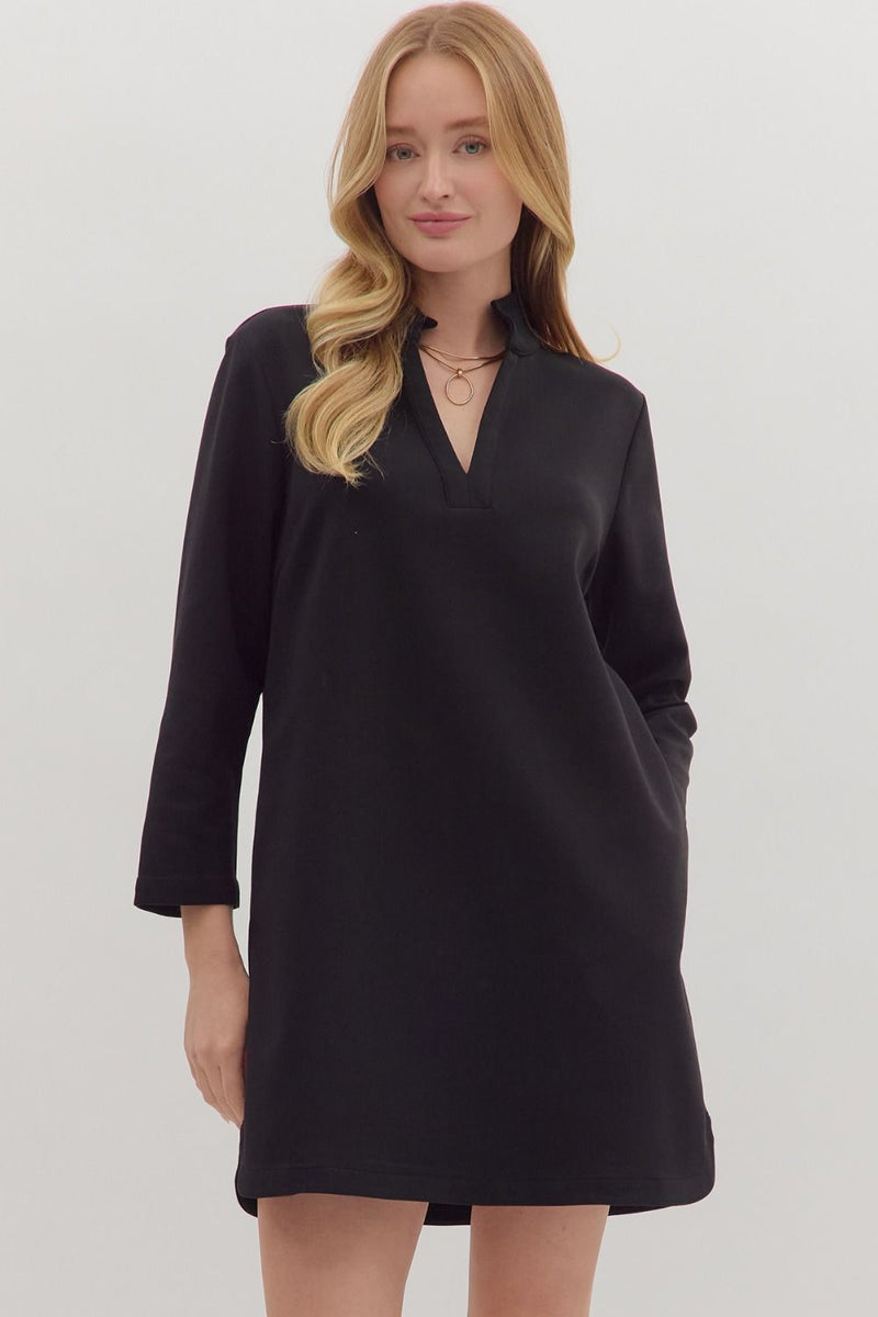 Camden Street Black V-Neck Knit Dress