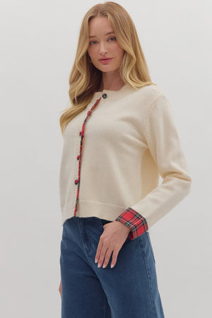 Hearthside Plaid Cream Cardigan