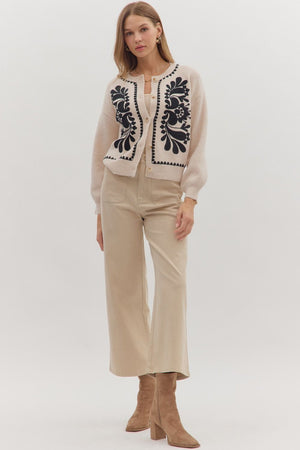 Vienna Bloom Floral Embroidery Sweater Cardigan