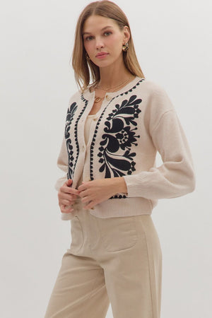 Vienna Bloom Floral Embroidery Sweater Cardigan