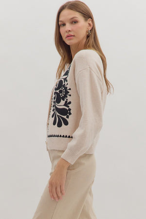 Vienna Bloom Floral Embroidery Sweater Cardigan