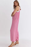 Let's Get Going Pink Ribbed Oversized Jumpsuit