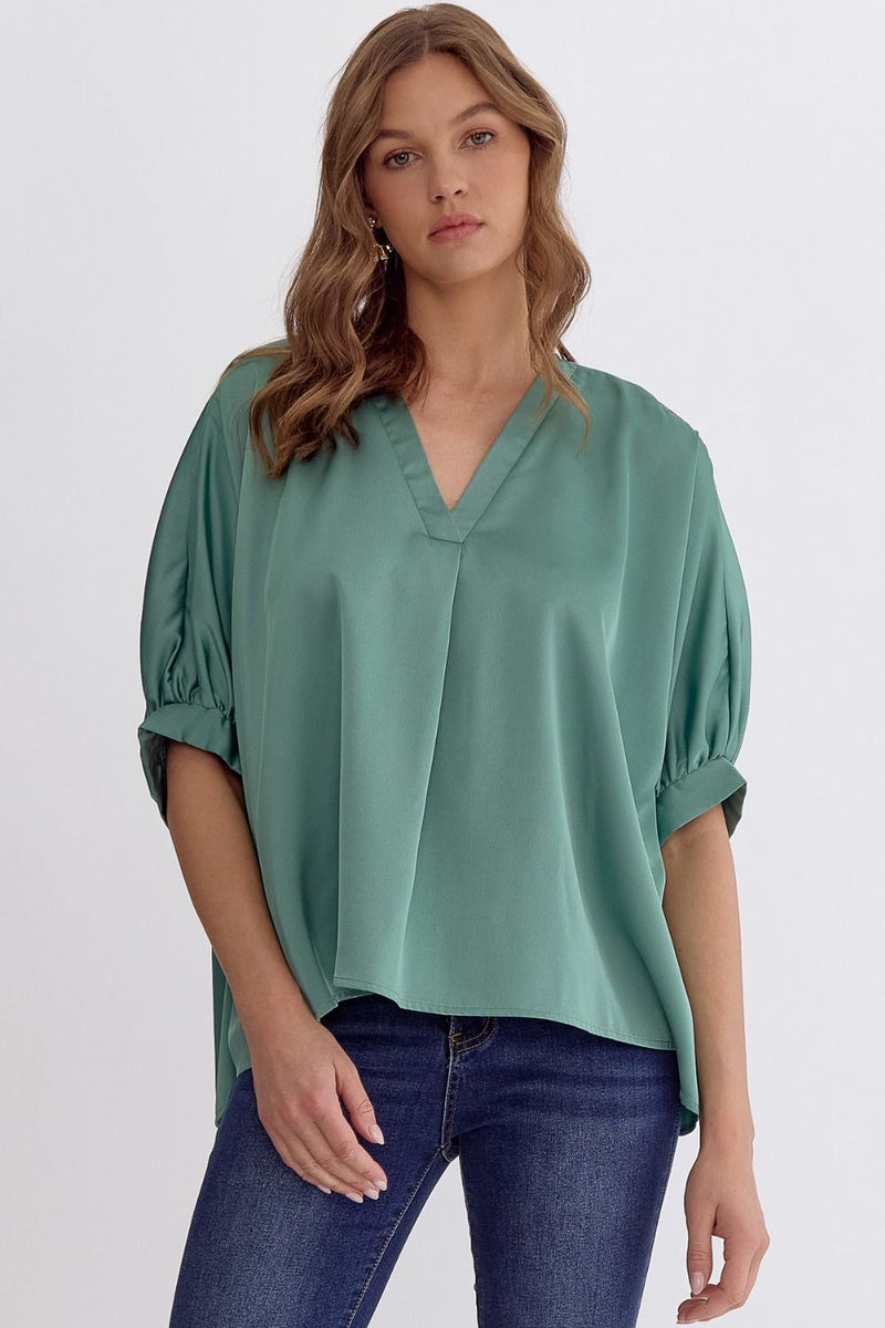 Looks of Luxe Satin V-Neck Top