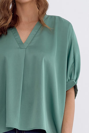 Looks of Luxe Satin V-Neck Top