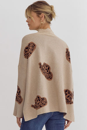 Cowgirl Wild Mock Neck Long Sleeve Sweater