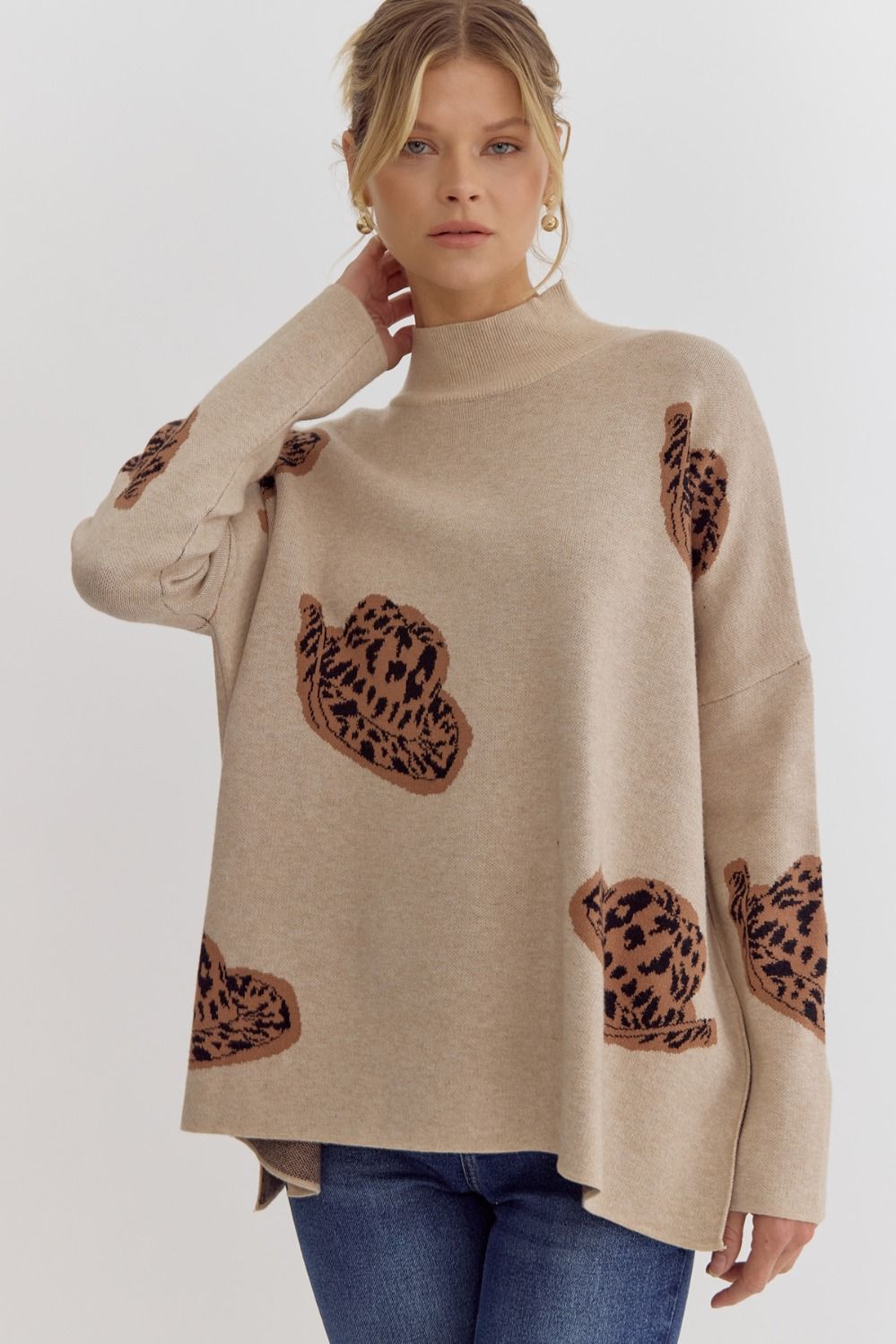 Cowgirl Wild Mock Neck Long Sleeve Sweater