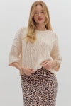Harper Ecru Knit 3/4 Sleeve Sweater