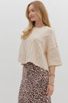 Harper Ecru Knit 3/4 Sleeve Sweater