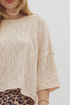 Harper Ecru Knit 3/4 Sleeve Sweater