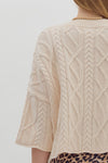 Harper Ecru Knit 3/4 Sleeve Sweater