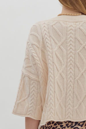 Harper Ecru Knit 3/4 Sleeve Sweater