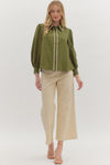 Trim & Proper Olive Blanket Stitch Top