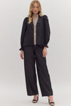 Wild Edge Animal Print Contrast Top