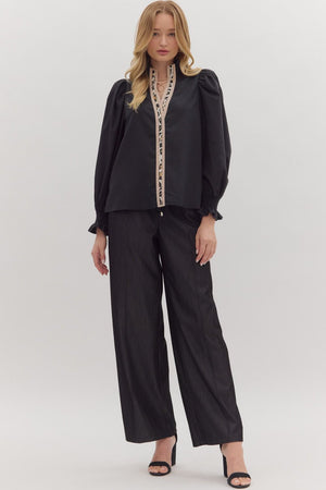 Wild Edge Animal Print Contrast Top