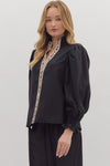 Wild Edge Animal Print Contrast Top