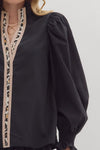 Wild Edge Animal Print Contrast Top