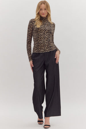 Call of the Wild Leopard Print Mock Neck Top