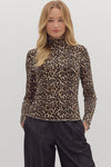 Call of the Wild Leopard Print Mock Neck Top