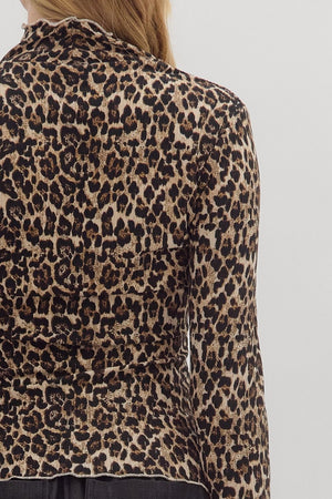 Call of the Wild Leopard Print Mock Neck Top