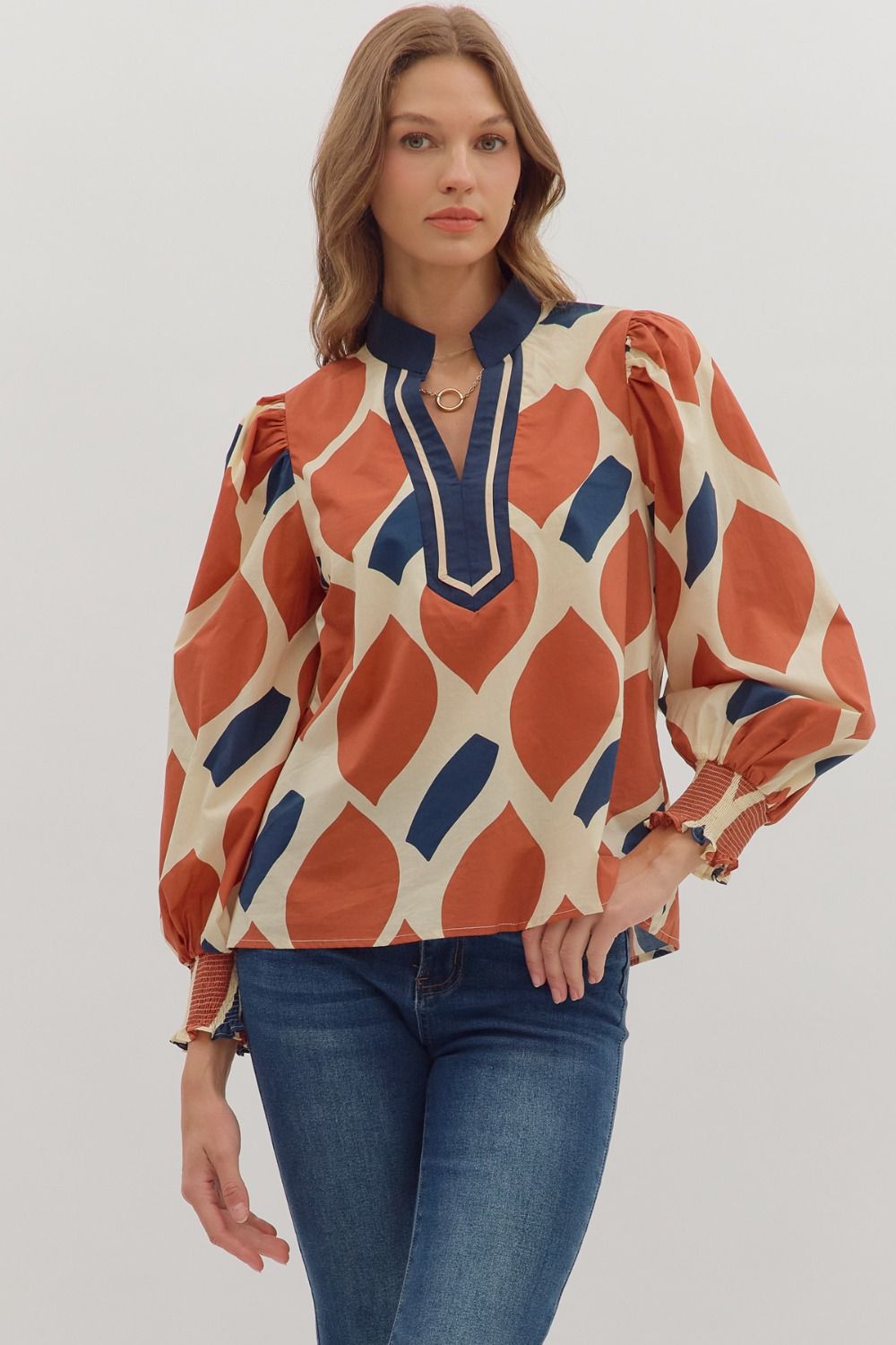 Bold Impressions Geometric Print Long Sleeve top