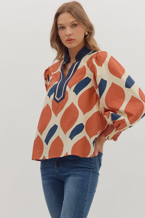Bold Impressions Geometric Print Long Sleeve top