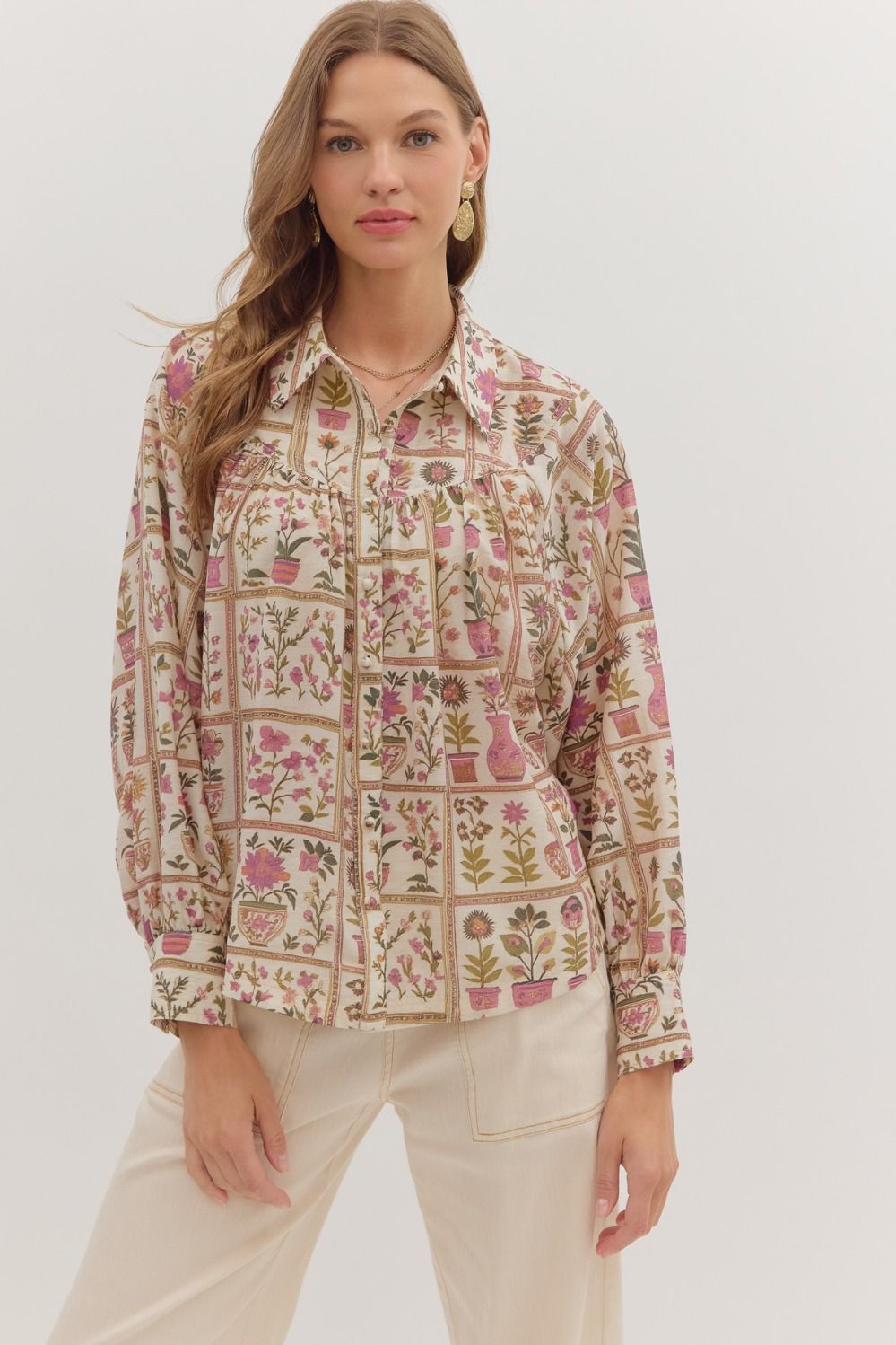 Garden Vista Button-Down Top