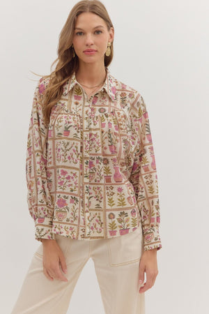 Garden Vista Button-Down Top
