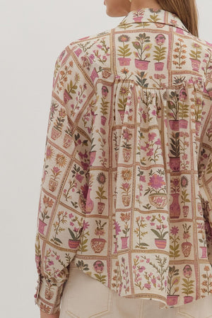 Garden Vista Button-Down Top