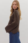 Waverly Brown Scallop Hem Sweater