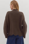 Waverly Brown Scallop Hem Sweater