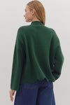 Waverly Hunter Green Scallop Hem Sweater