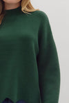 Waverly Hunter Green Scallop Hem Sweater