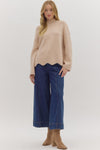 Waverly Oatmeal Scallop Hem Sweater
