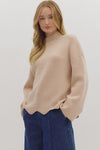 Waverly Oatmeal Scallop Hem Sweater