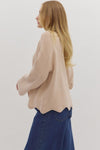 Waverly Oatmeal Scallop Hem Sweater