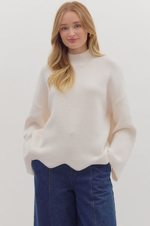 Waverly Cream Scallop Hem Sweater