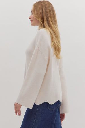 Waverly Cream Scallop Hem Sweater