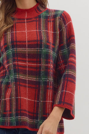 Tartan Tidings Mock Neck Sweater
