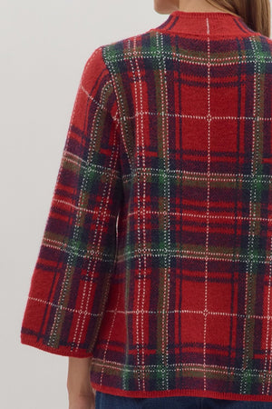 Tartan Tidings Mock Neck Sweater