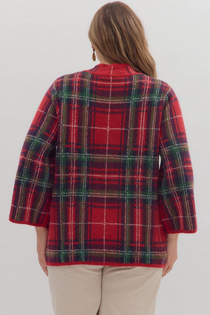 Tartan Tidings Mock Neck Sweater