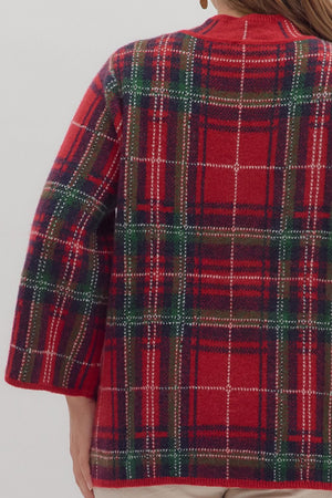 Tartan Tidings Mock Neck Sweater