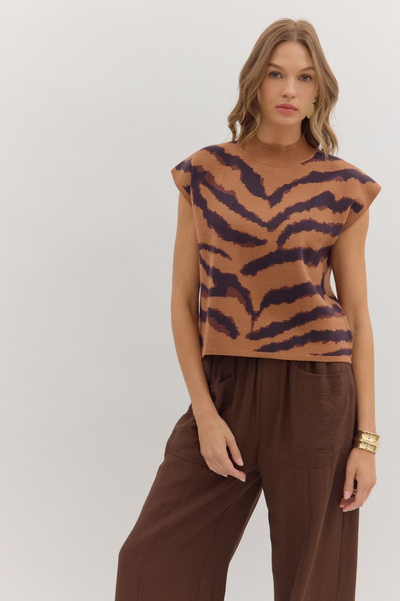 Wild Horizons Mock Neck Sweater Top